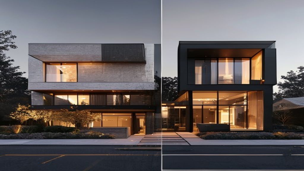 Before and after style example from a modern facade